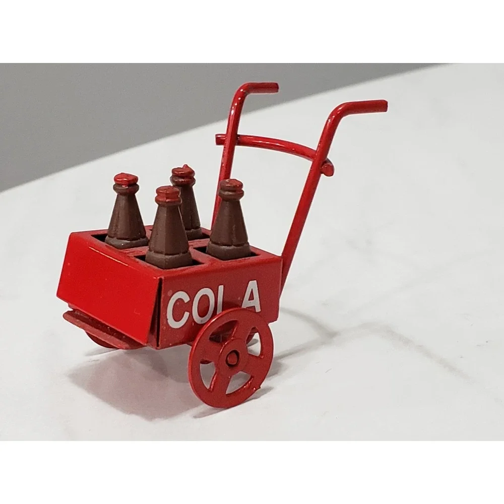 Vintage Miniature Metal Coca-Cola Handtruck Push Cart soda vendor dollhouse